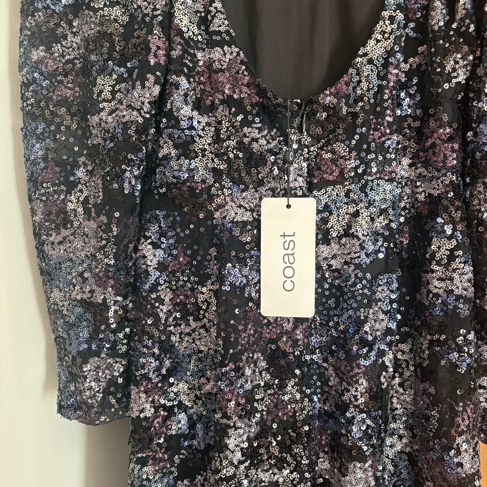 NEW Coast US 4 UK 6 Long Sleeve Sequin Maxi Dress Womens Cocktail Party Evening - Picture 8 of 11